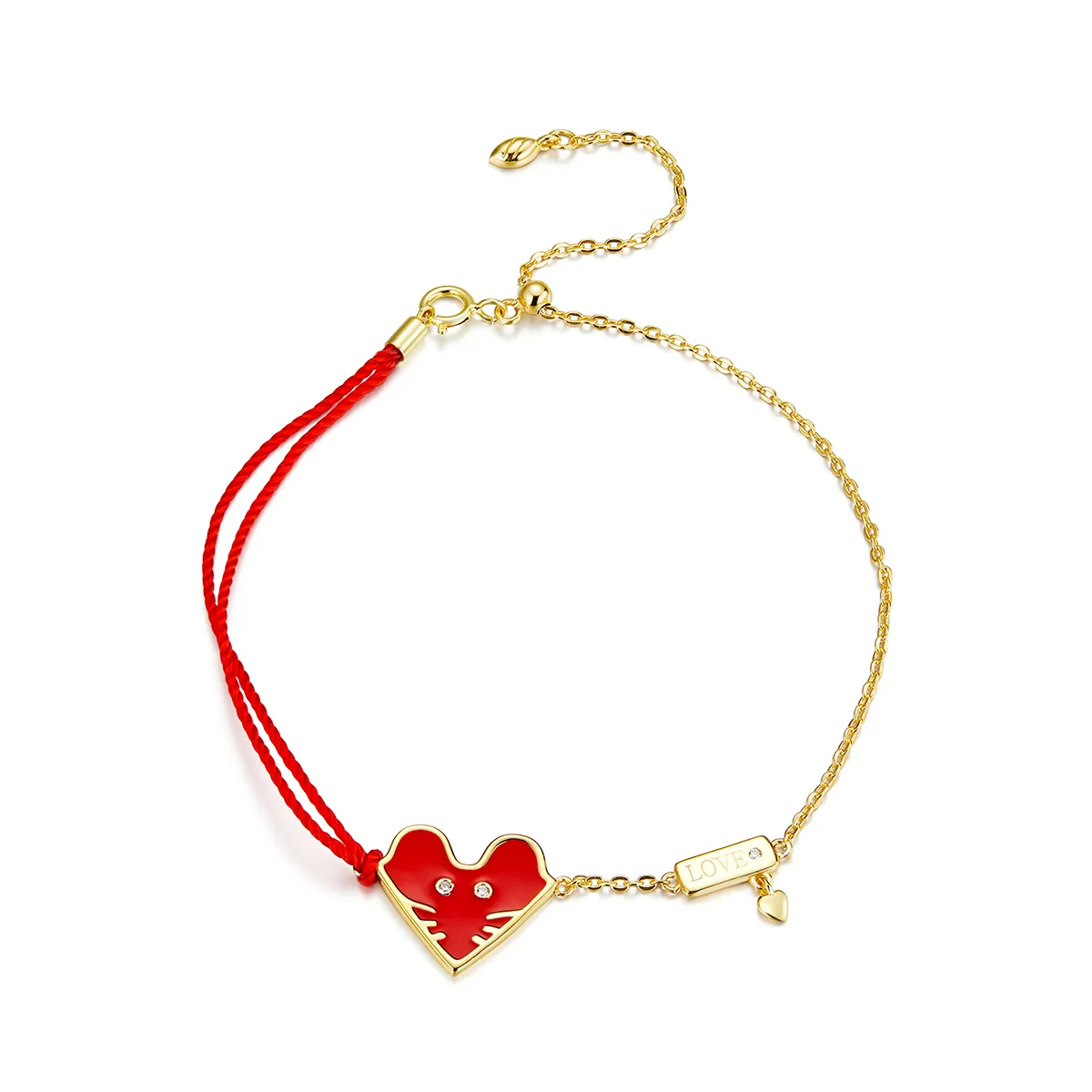 Pandora Style Gold-Plated Chinese Mouse Chain Slider Bracelet - SCB174