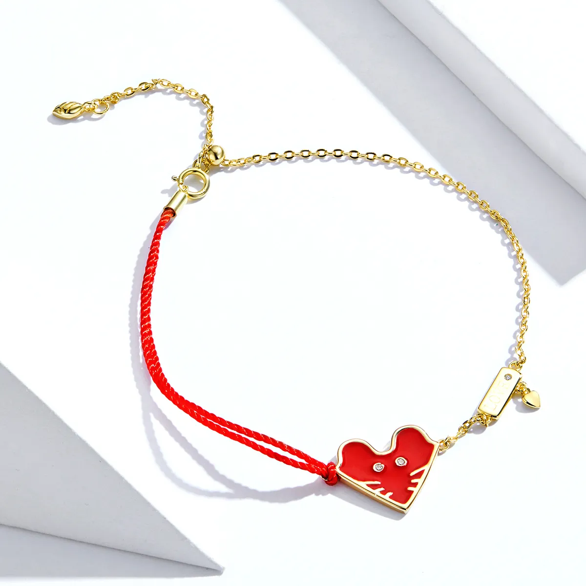 Pandora Style Gold-Plated Chinese Mouse Chain Slider Bracelet - SCB174