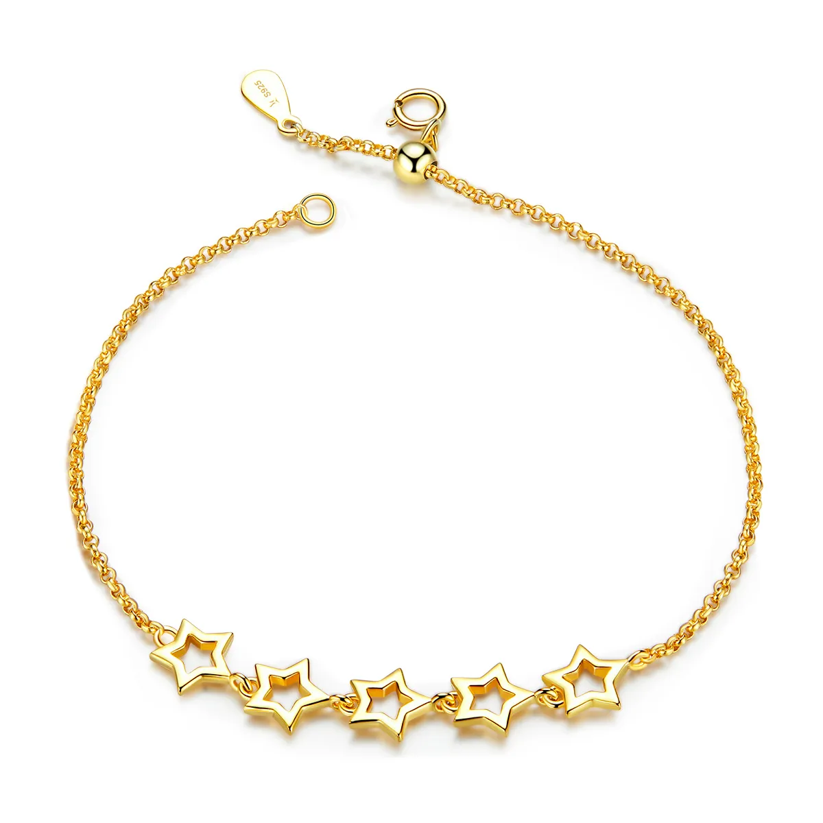 Pandora Style Gold-Plated Guardian Star Chain Slider Bracelet - SCB162