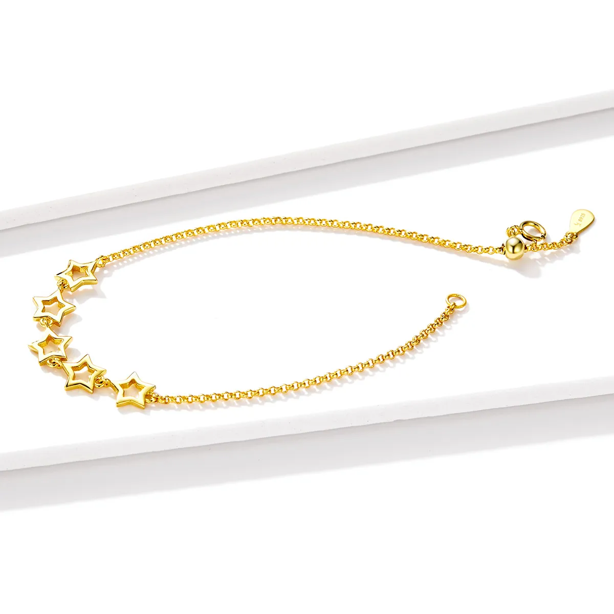 Pandora Style Gold-Plated Guardian Star Chain Slider Bracelet - SCB162