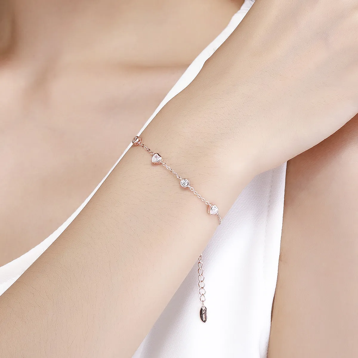 Pandora Sparkling Pavé Bars Bracelet - Rose Gold/Transparent • Price »