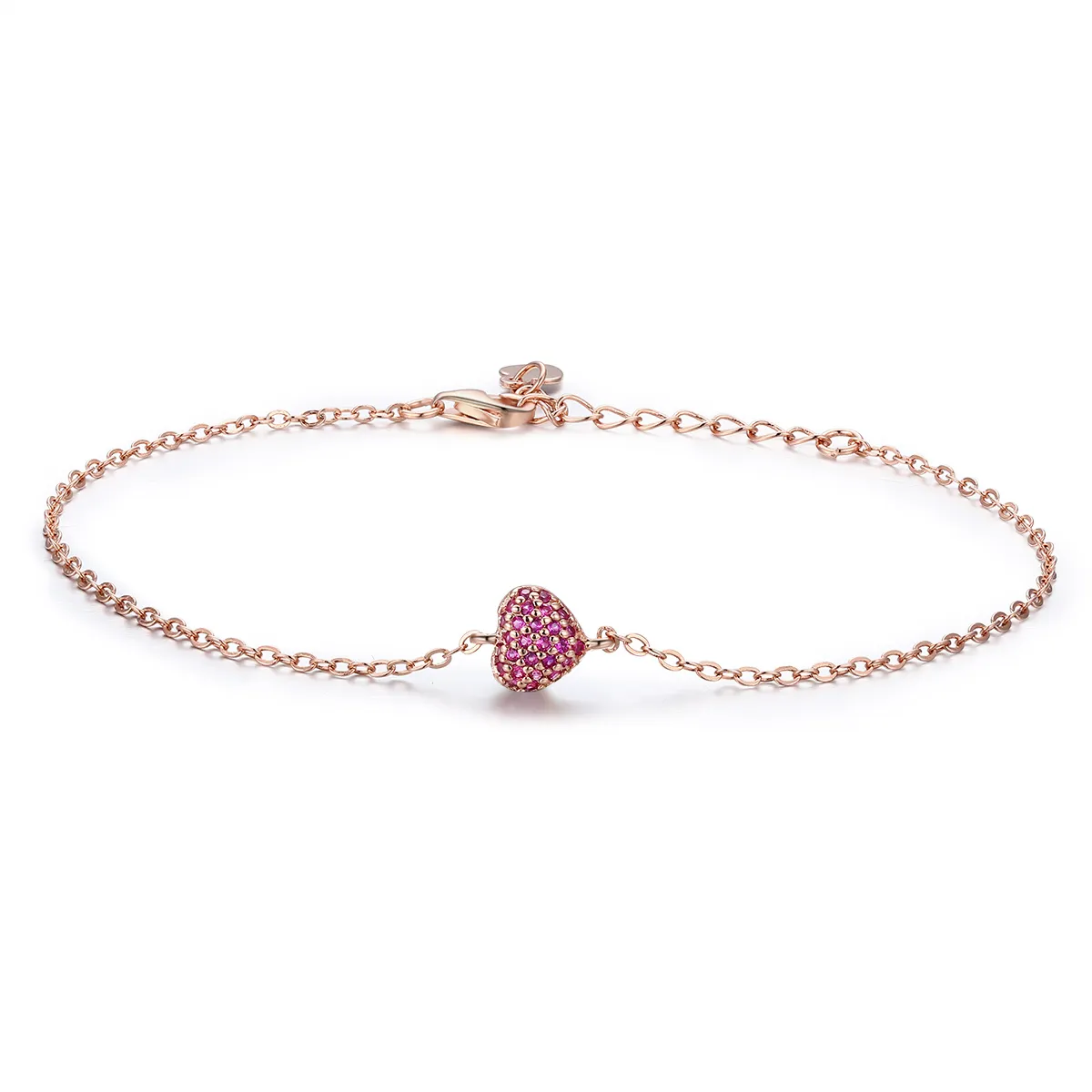 Pandora Style Rose Gold Elegant Heart Chain Bracelet - SCB050