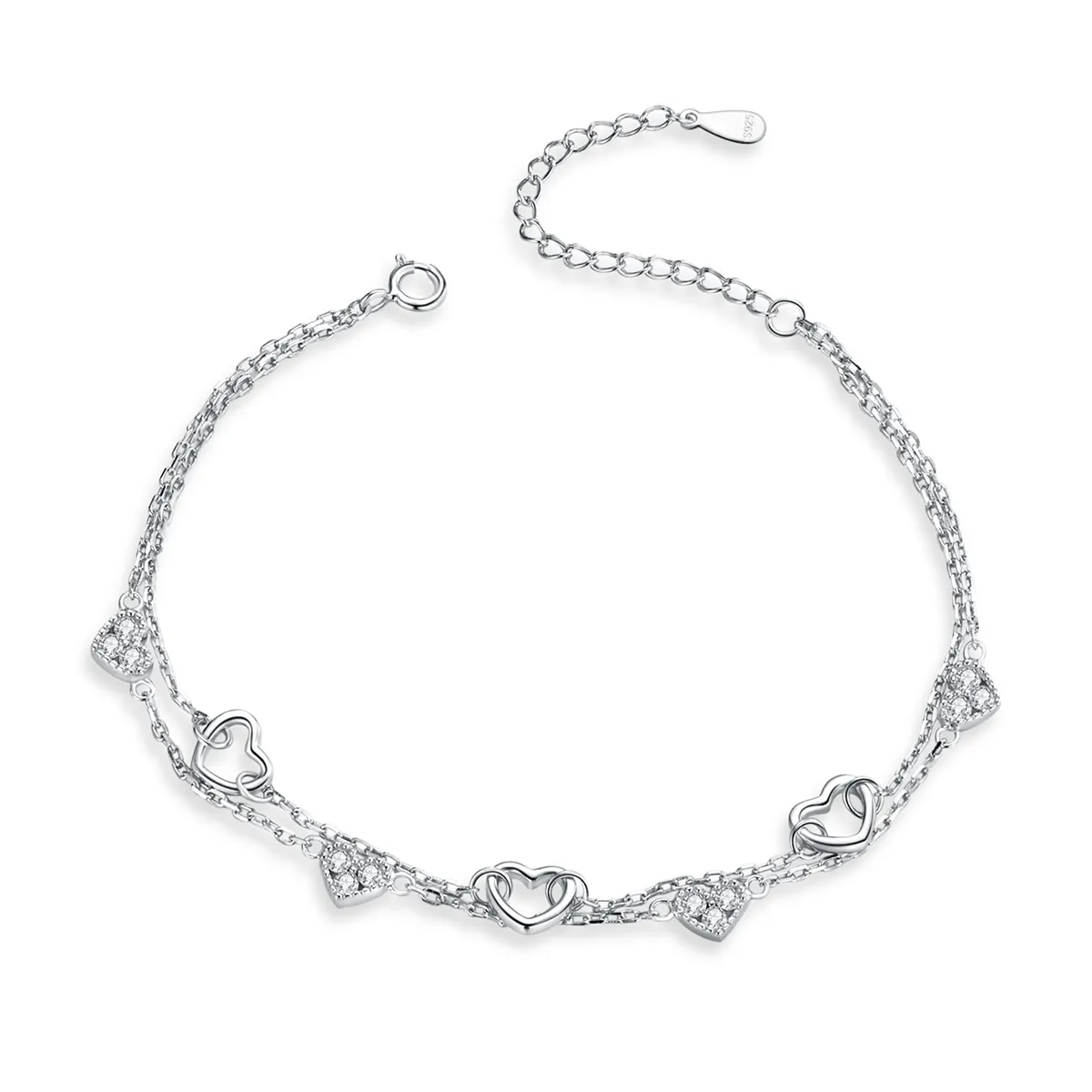 Pandora Style Silver Beautiful Love Chain Slider Bracelet - SCB151