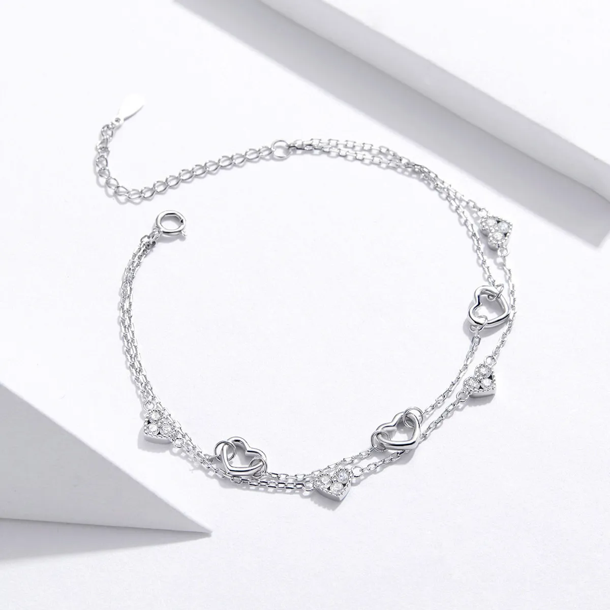 Pandora Style Silver Beautiful Love Chain Slider Bracelet - SCB151