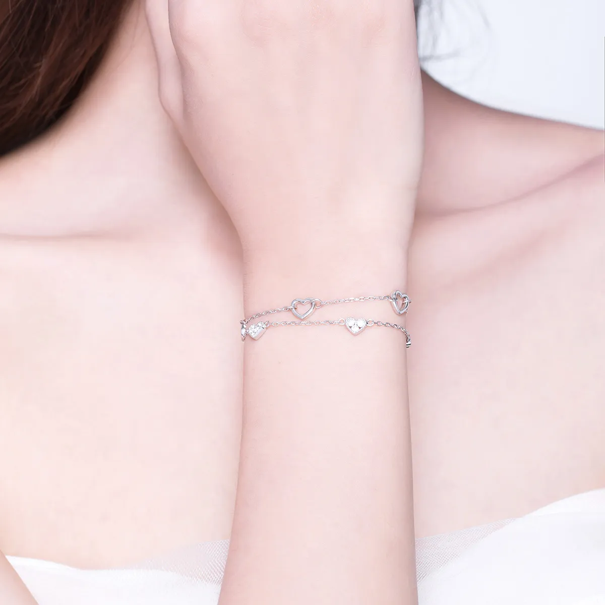 Pandora Style Silver Beautiful Love Chain Slider Bracelet - SCB151