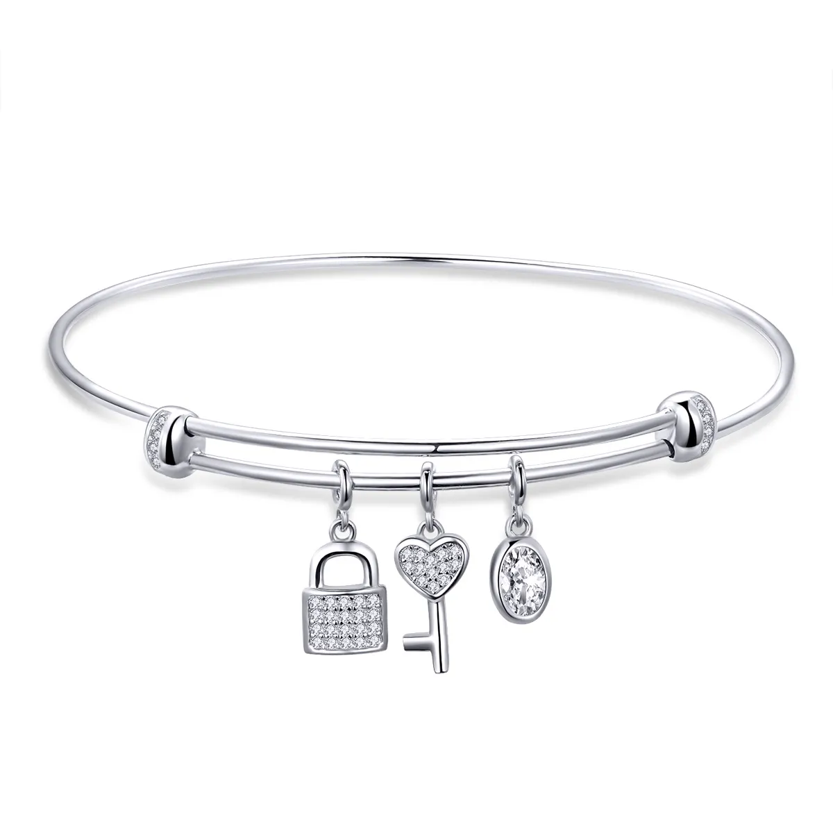 Pandora Style Silver Beautiful Promise Anniversary Slider Bangle - SCB119