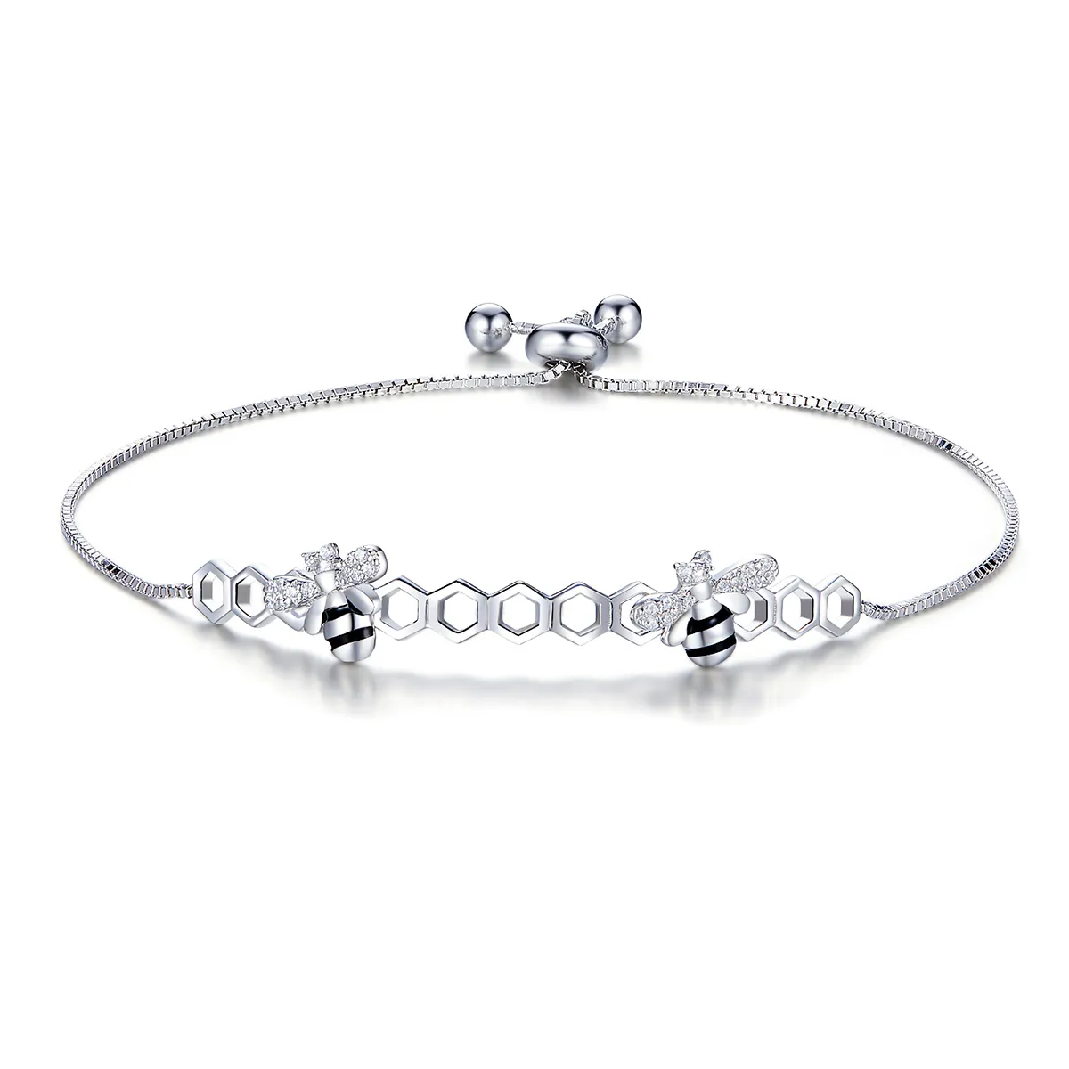 pandora style silver bee hive chain slider bracelet scb150