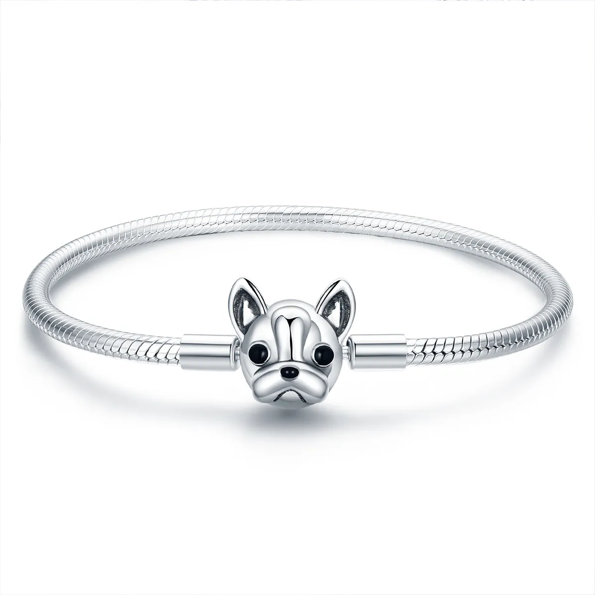 Pandora Style Silver Cute Bulldog Chain Bracelet - SCB075