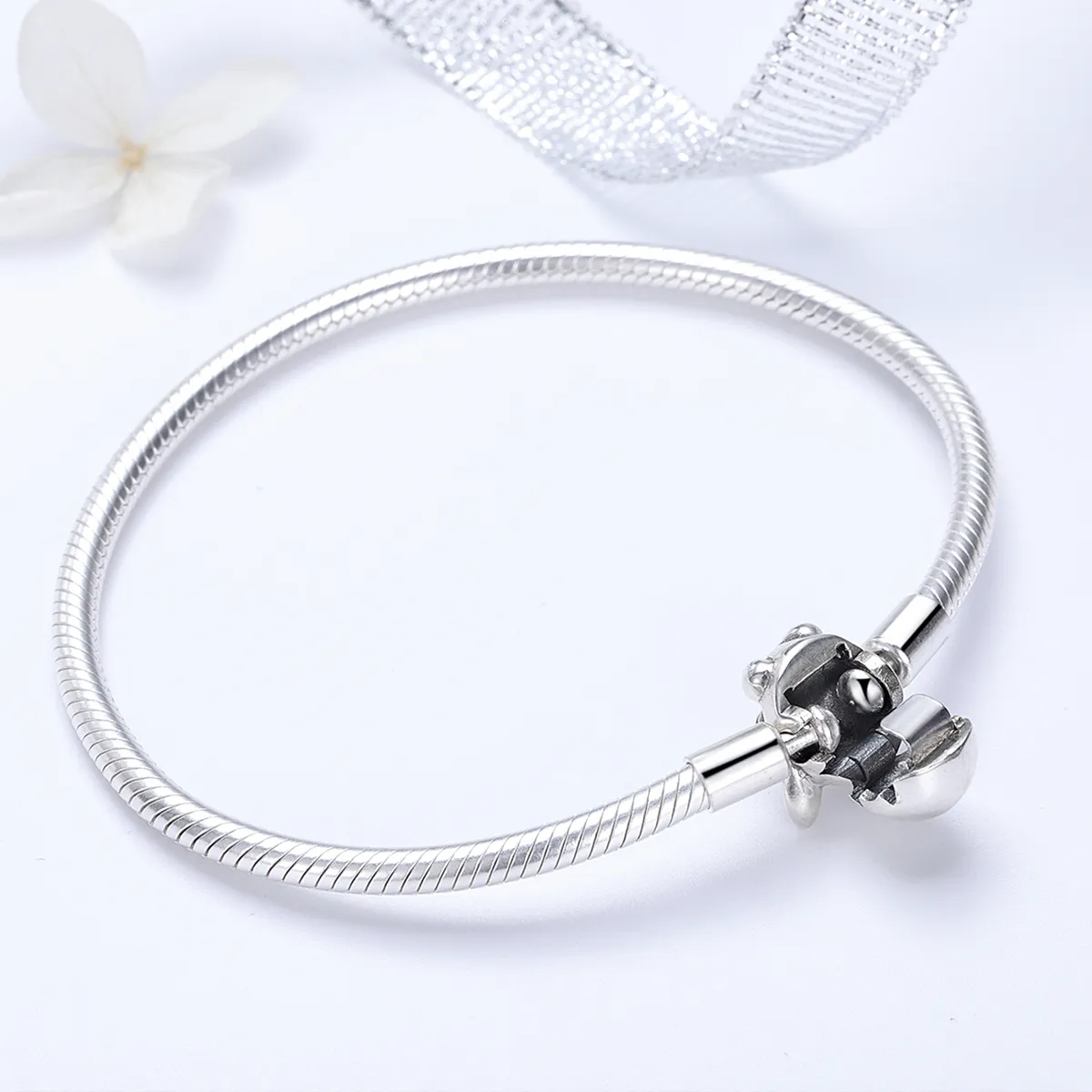 Pandora Style Silver Cute Bulldog Chain Bracelet - SCB075