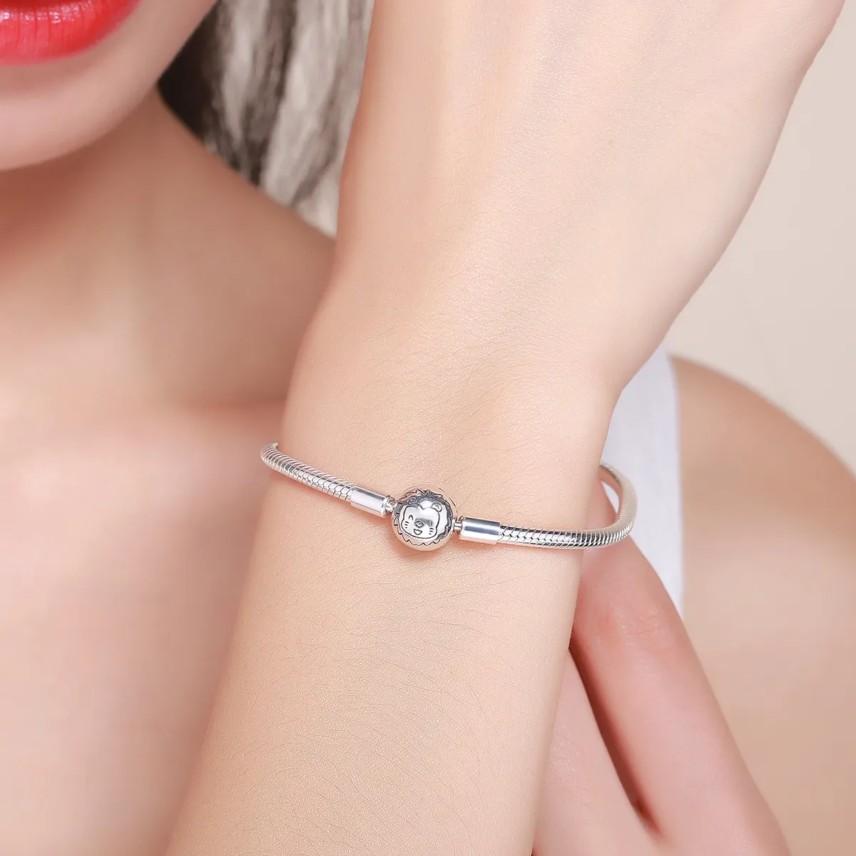 Pandora Style Silver Cute Lion Chain Bracelet - SCB054