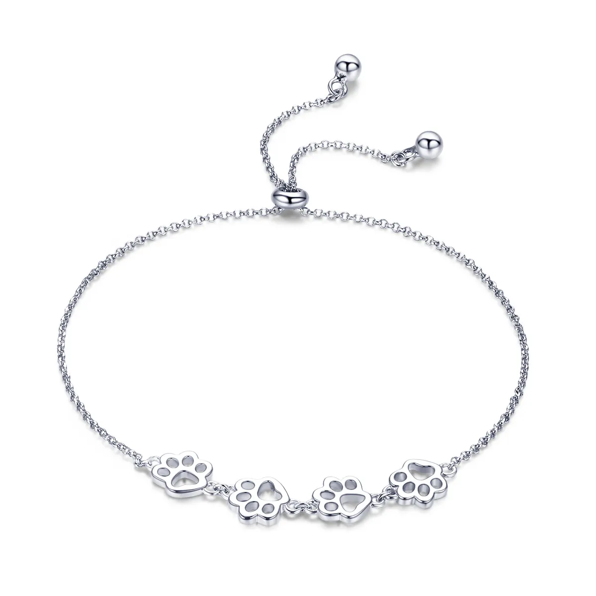 Pandora Style Silver Cute Pet Claw Marks Chain Slider Bracelet - SCB096