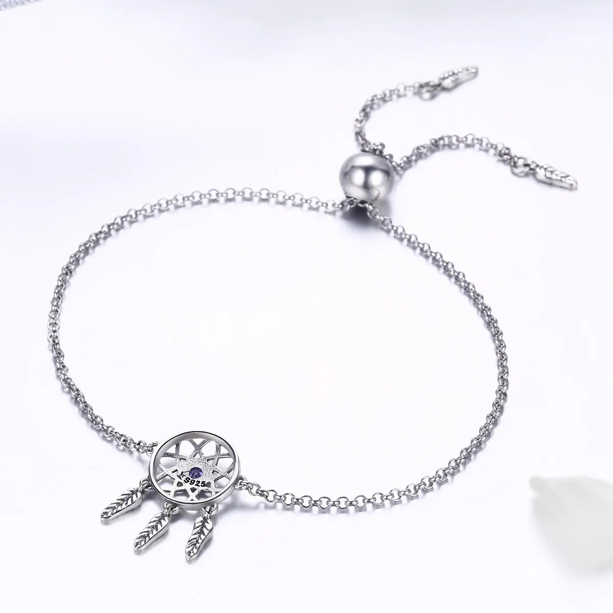 Pandora Style Silver Dreamcatcher Chain Slider Bracelet - SCB111