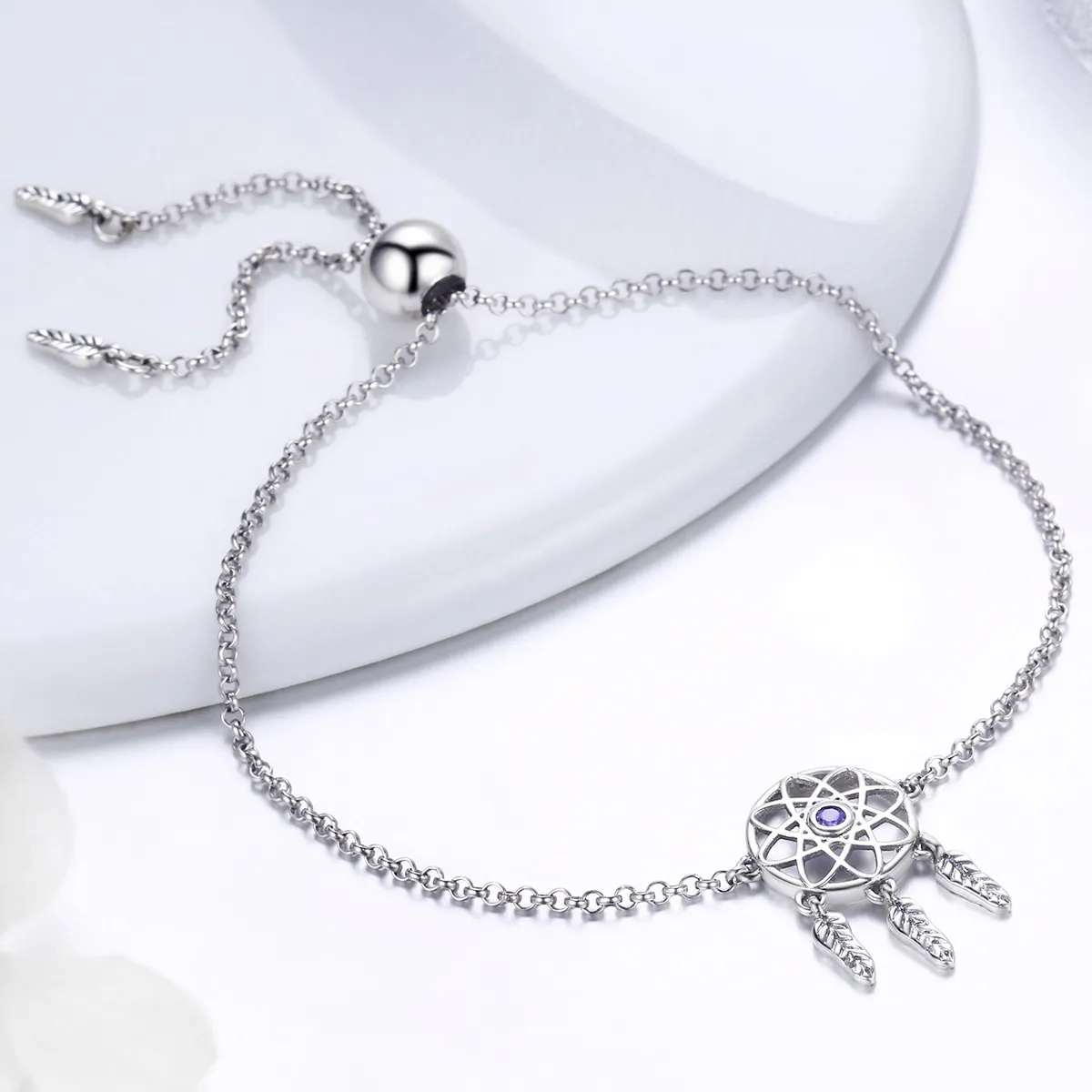 Pandora Style Silver Dreamcatcher Chain Slider Bracelet - SCB111