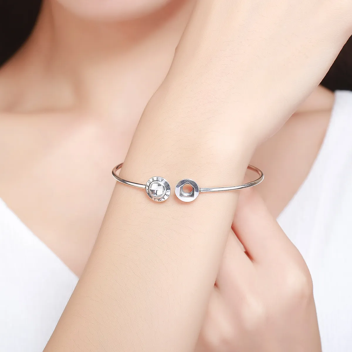 Pandora Style Silver Eternal Home Open Bangle - SCB011