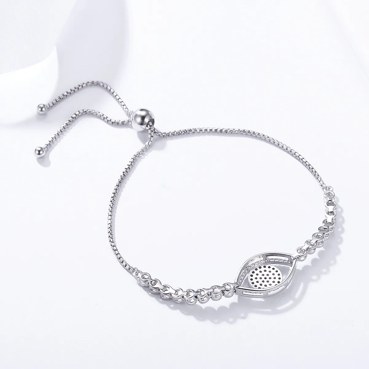 Pandora Style Silver Evil Eye Slider Bracelet - SCB034