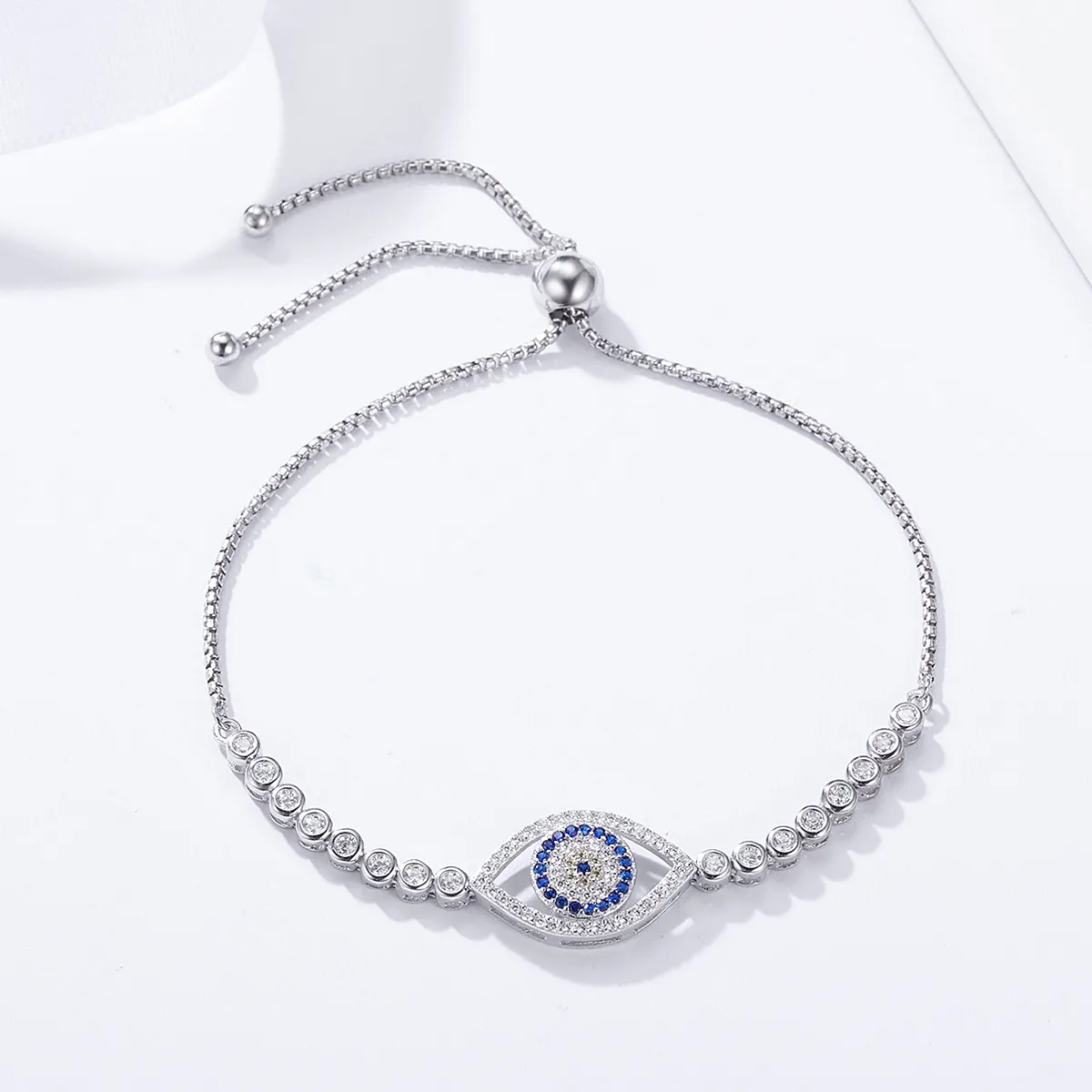 Pandora Style Silver Evil Eye Slider Bracelet - SCB034