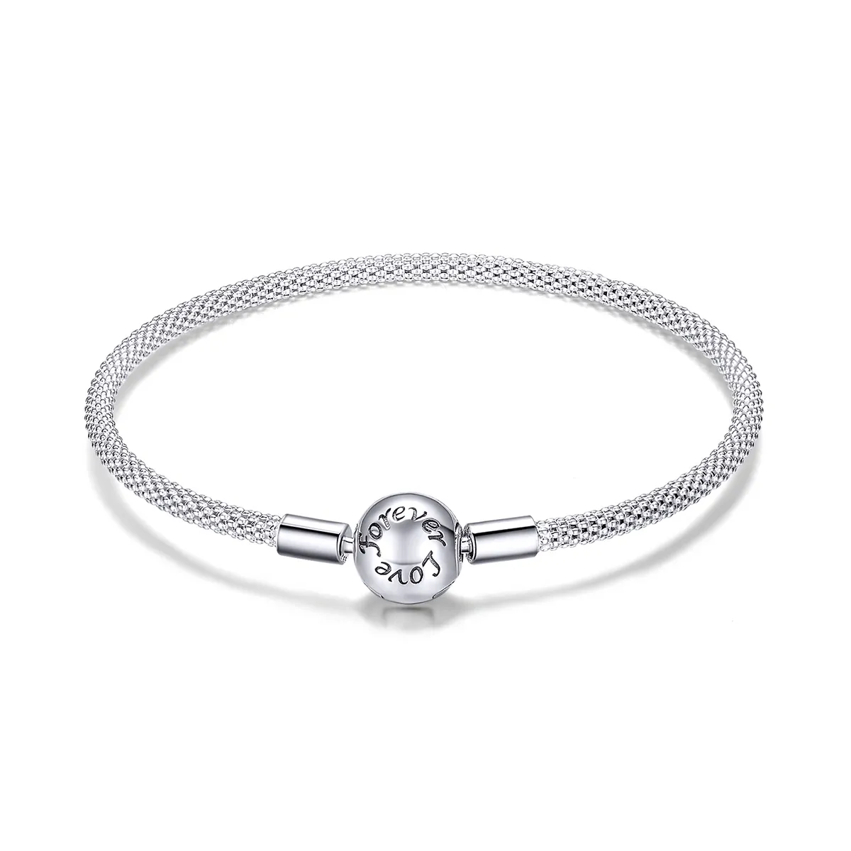 Pandora Style Silver Forever Love Mesh Bracelet - SCB105