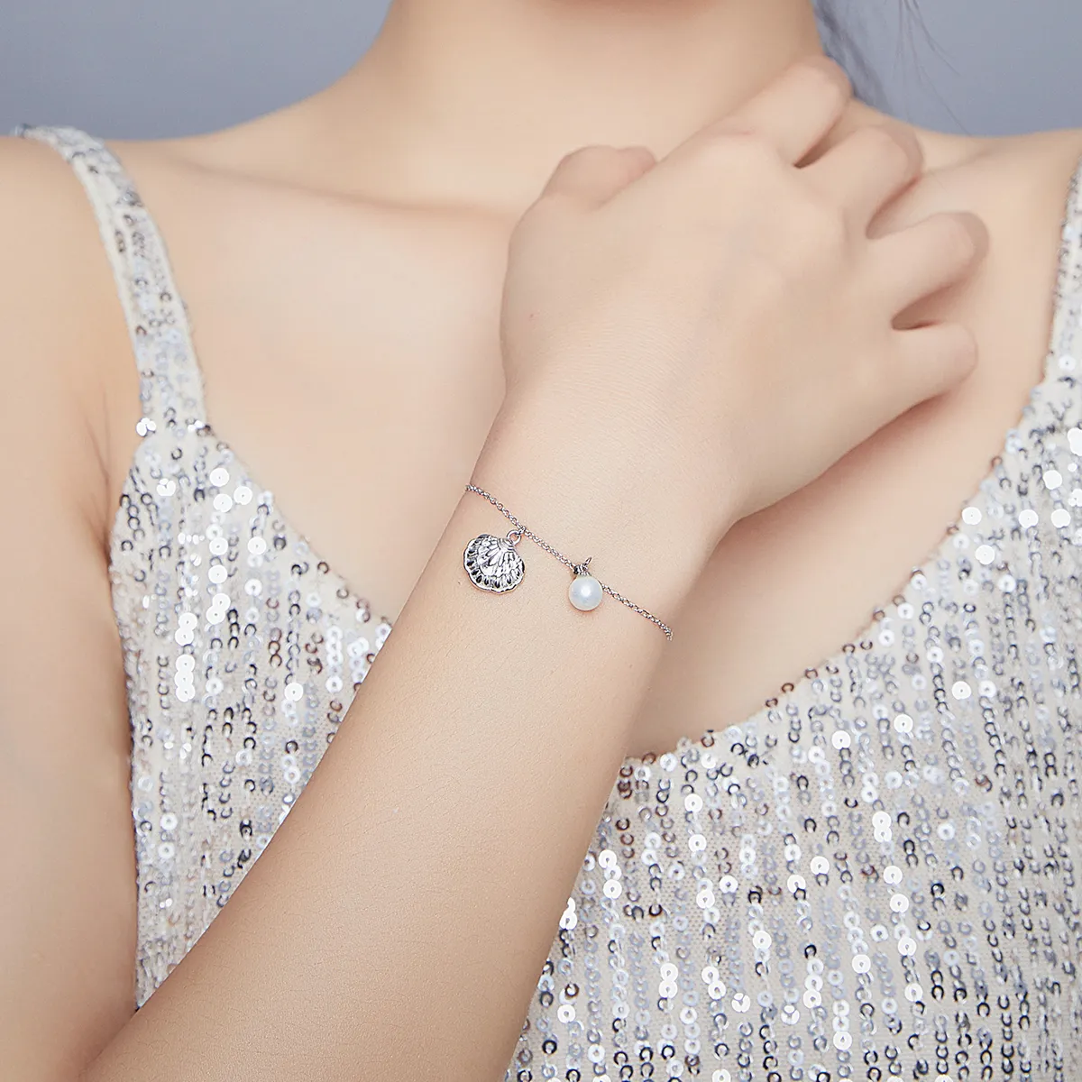 Pandora Style Silver Gift of Sea Dainty Chain Slider Bracelet - SCB179
