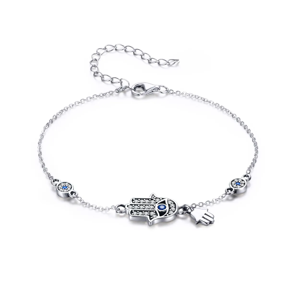 Pandora Style Silver Hand of Fatima Chain Slider Bracelet SCB079