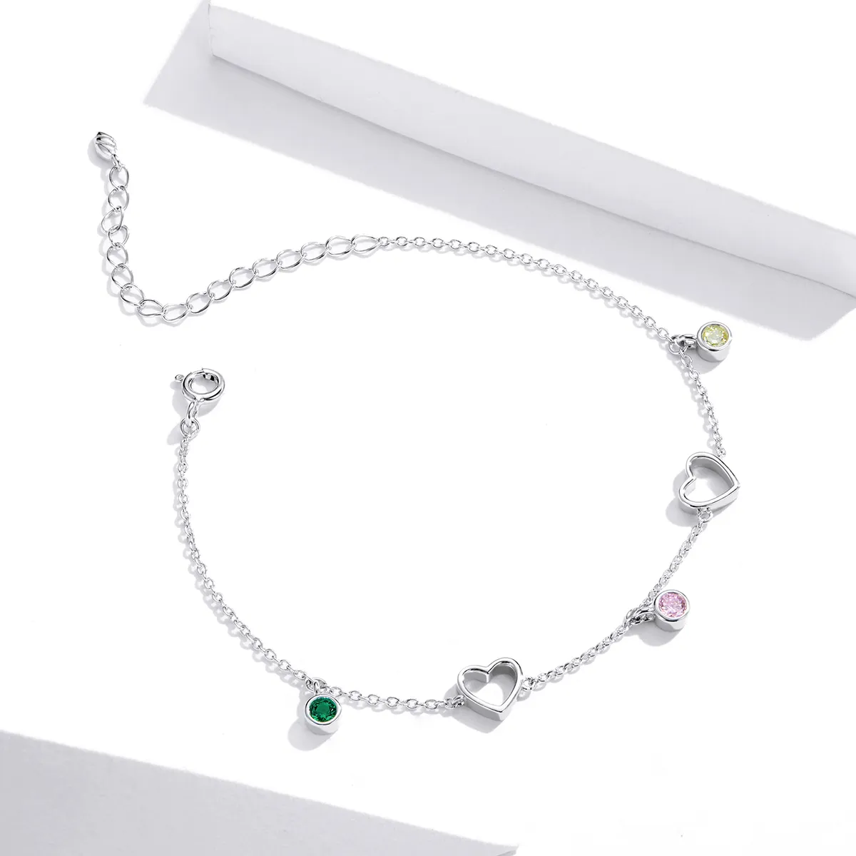 Pandora Style Silver Heart Balls Girl Slider Bracelet - SCB180