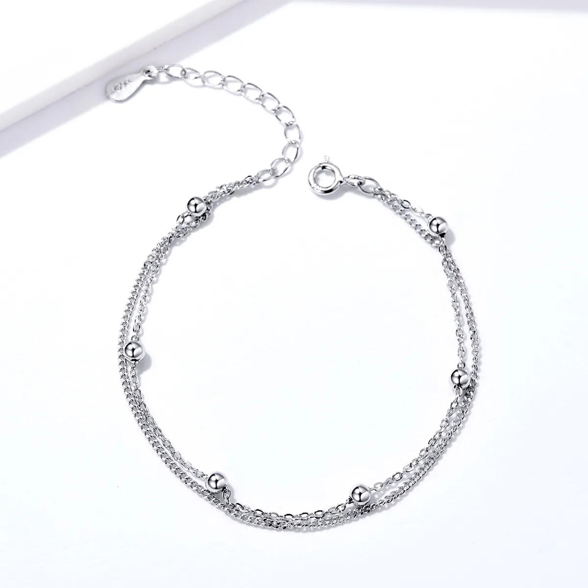 Pandora Style Silver Little Beads Chain Slider Bracelet - SCB131
