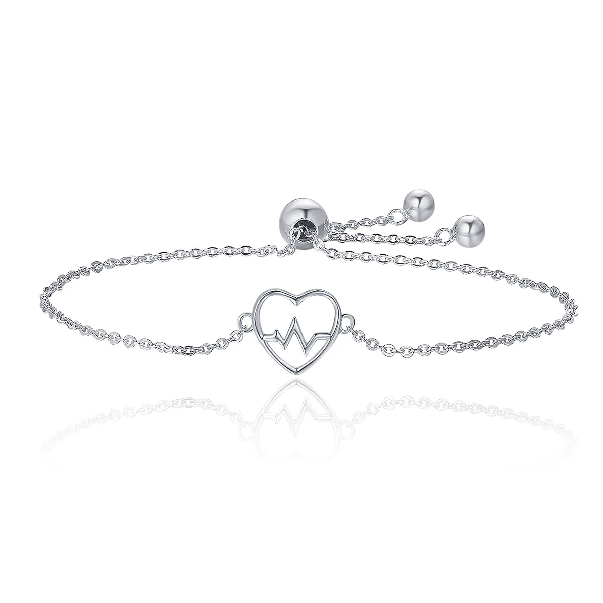 Pandora Style Silver Love Cardiogram Slider Bracelet - SCB019