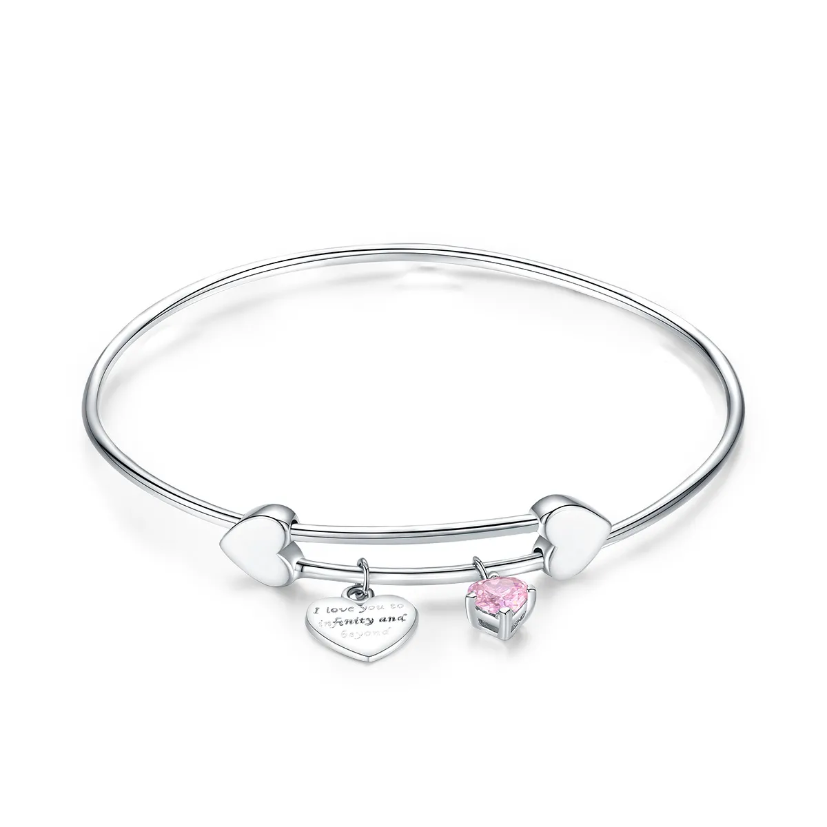 Pandora Style Silver Love Promise Charm Entwined Slider Bangle - SCB124
