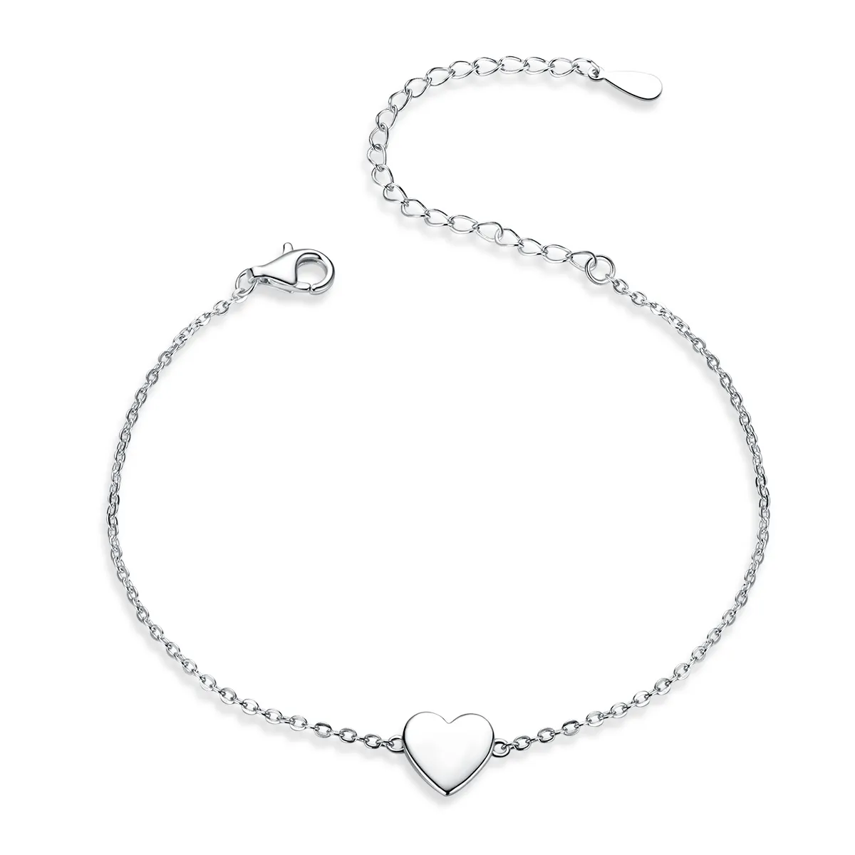 Pandora Style Silver Loved Heart Chain Slider Bracelet - SCB161