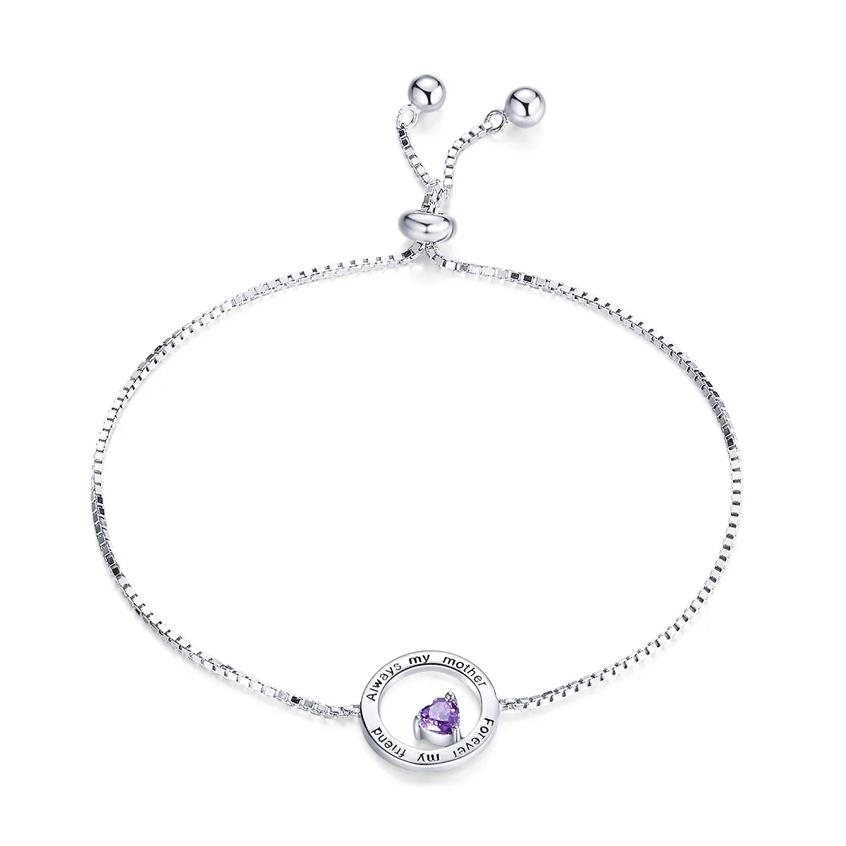 Pandora Style Silver My Friend, My Mom Chain Slider Bracelet - SCB178