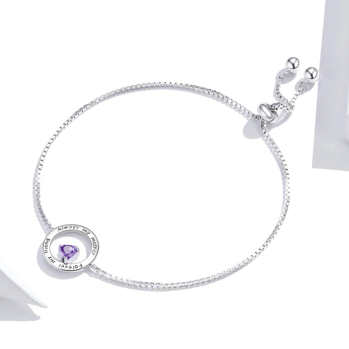 Pandora Style Silver My Friend, My Mom Chain Slider Bracelet - SCB178