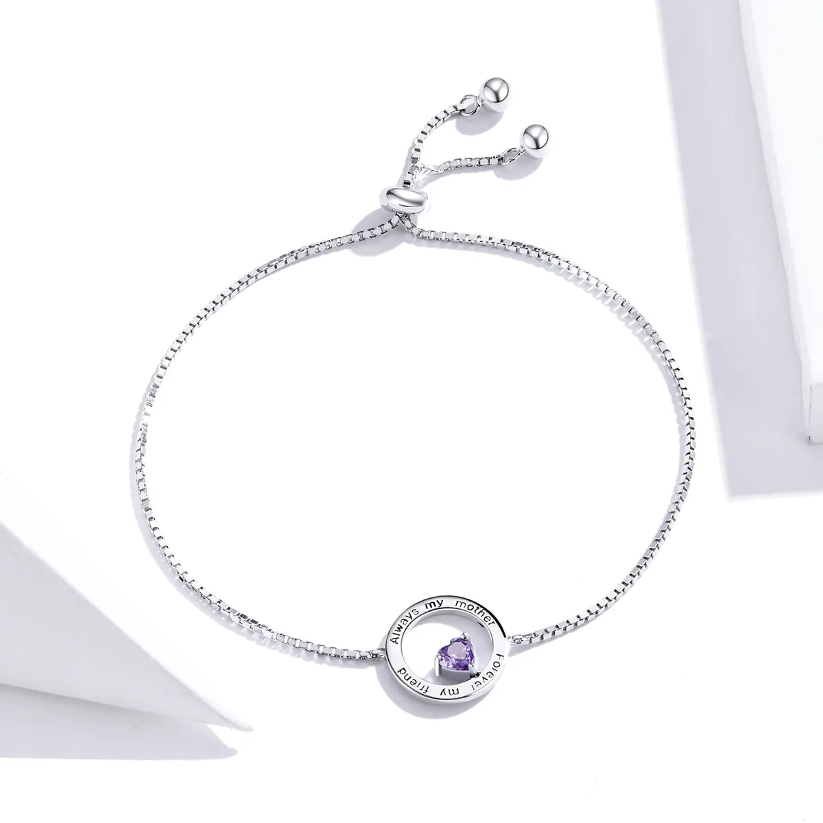 Pandora Style Silver My Friend, My Mom Chain Slider Bracelet - SCB178