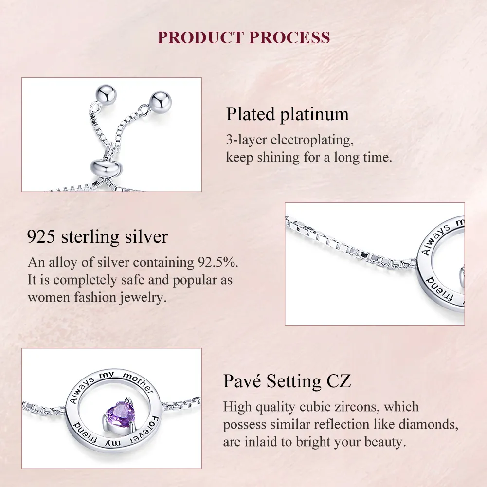Pandora Style Silver My Friend, My Mom Chain Slider Bracelet - SCB178
