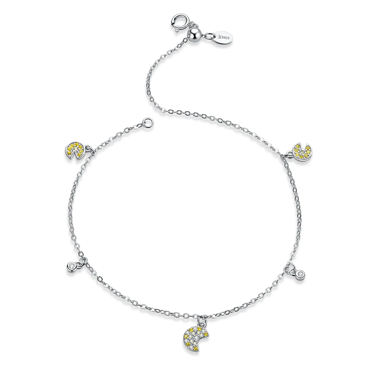Pandora Style Silver Pac-Man Chain Slider Bracelet - SCB183