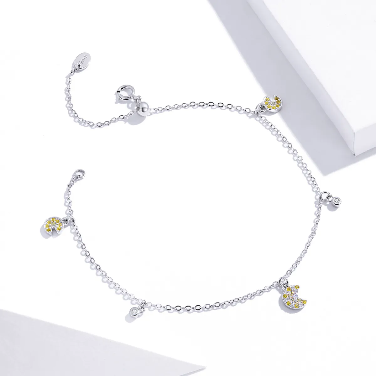 Pandora Style Silver Pac-Man Chain Slider Bracelet - SCB183