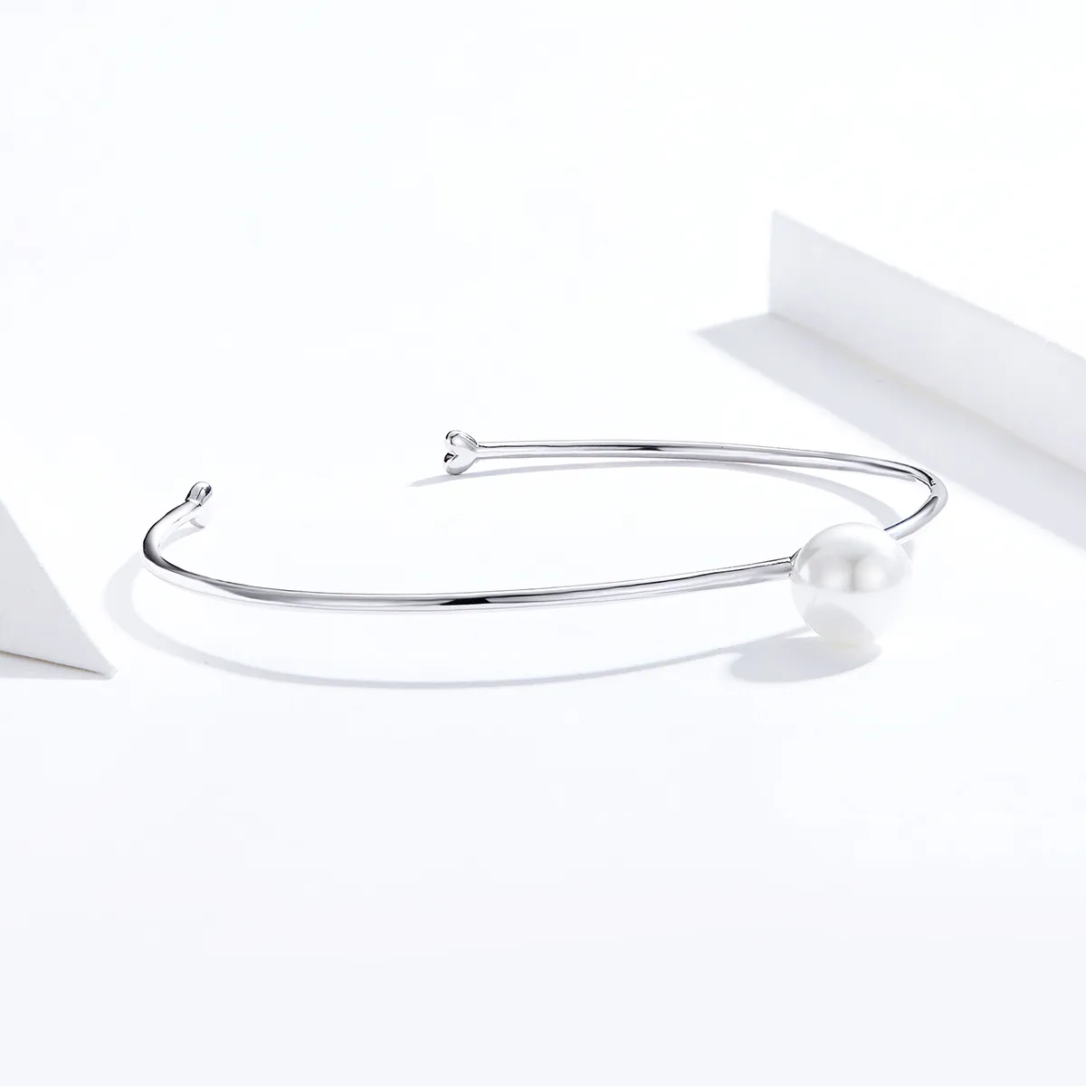 Pandora Style Silver Quiet Pearl Open Bangle - SCB168