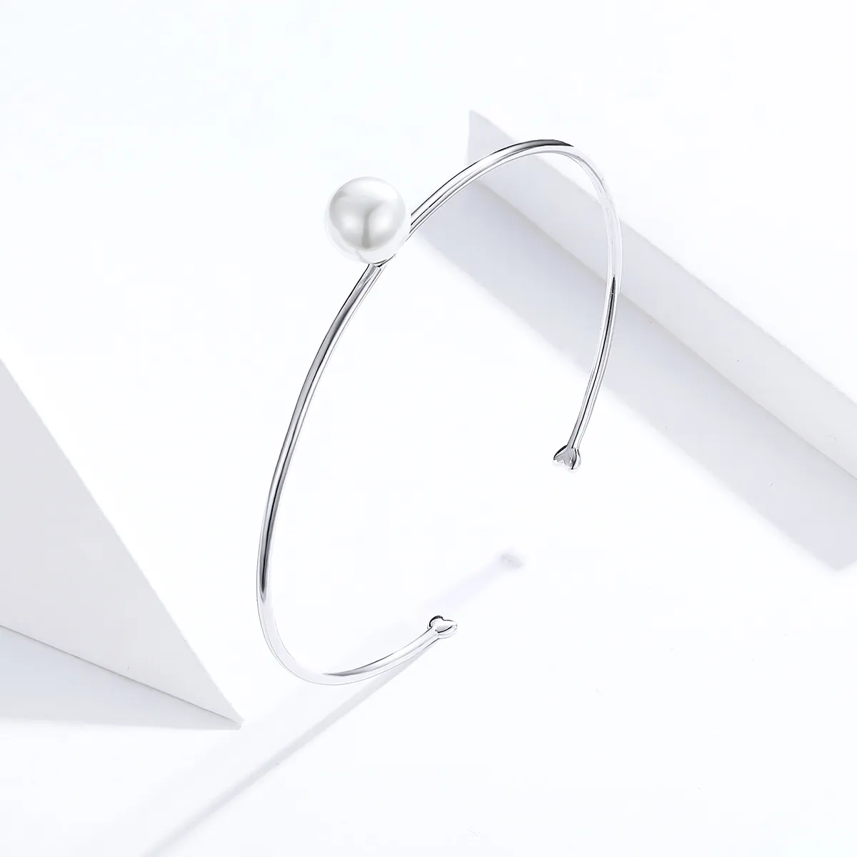 Pandora Style Silver Quiet Pearl Open Bangle - SCB168