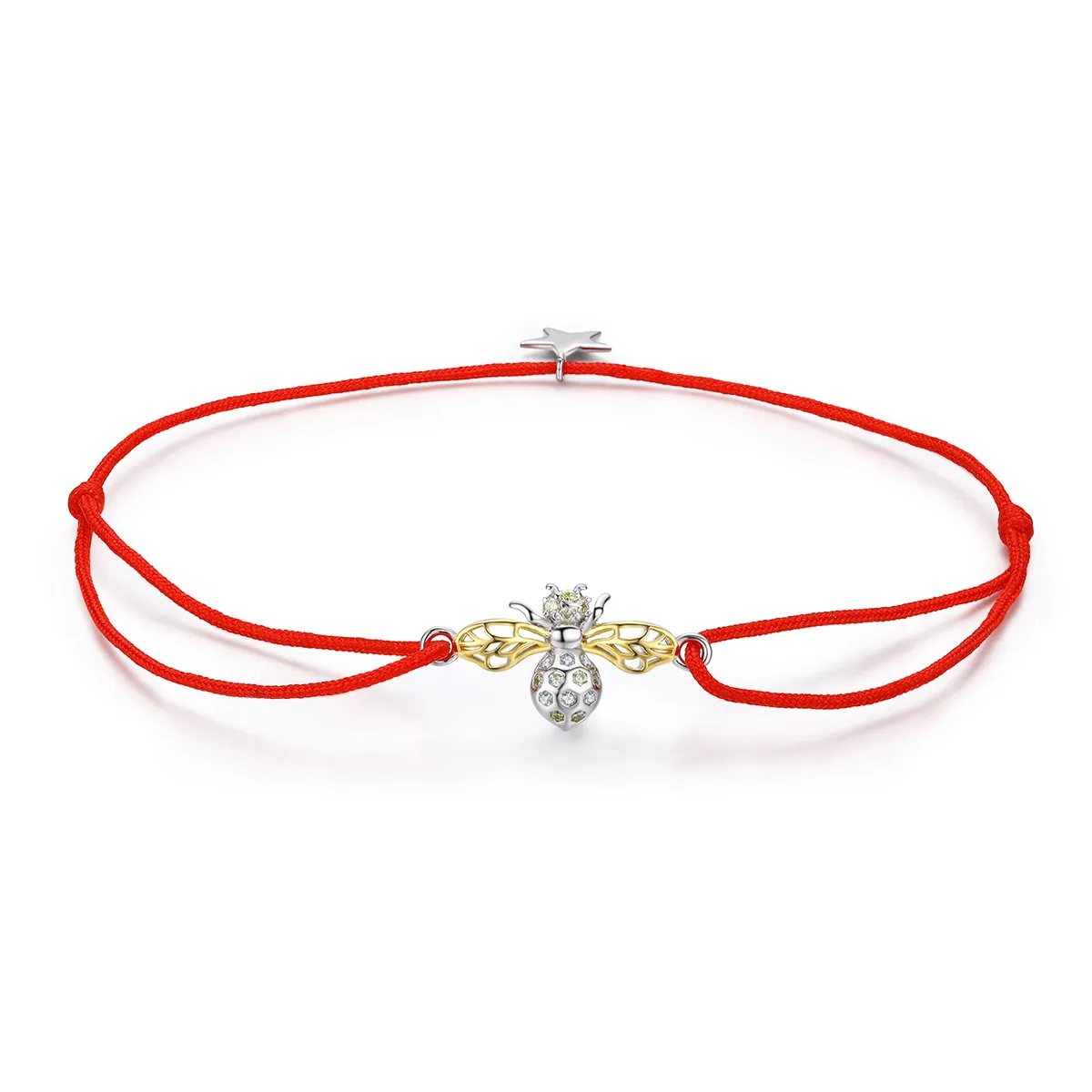 red rope with silver gold plated bee bracelet scb156