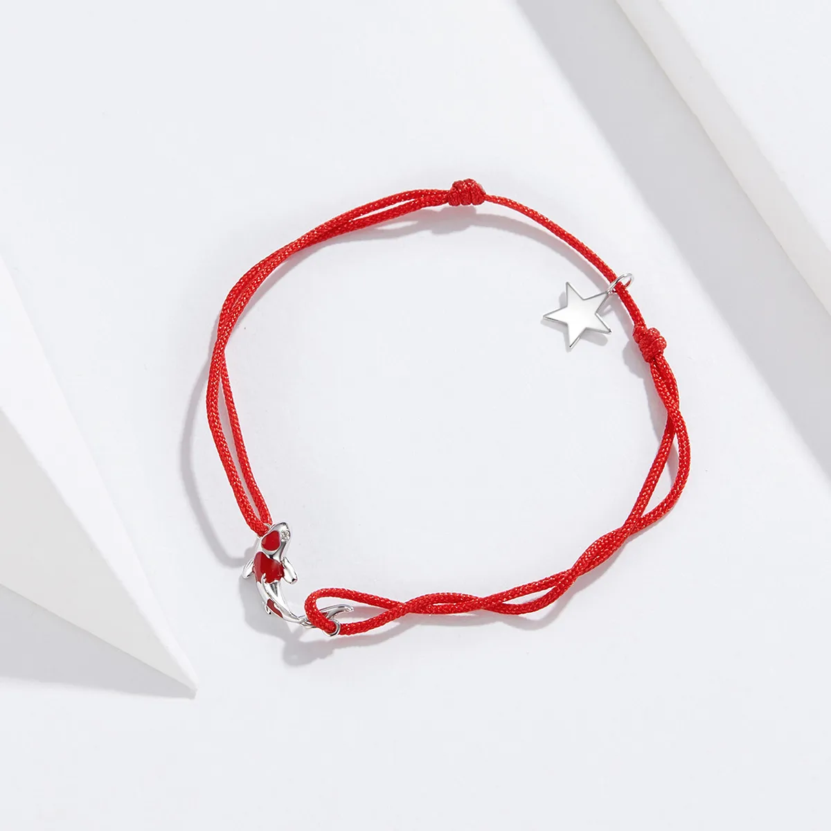 Red Rope with Silver Lucky Carp Bracelet - SCB145