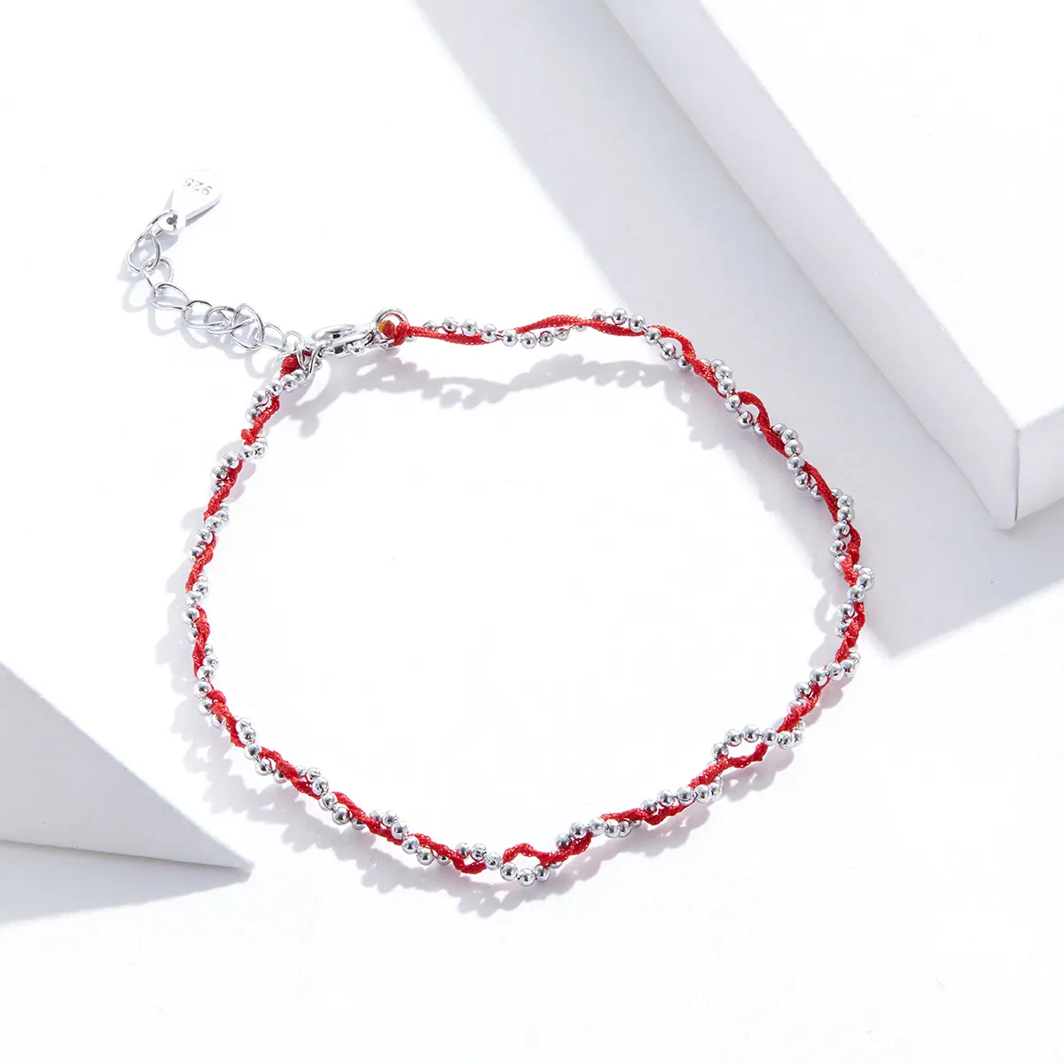 Silver & Red Rope Bracelet - SCB173-Rd