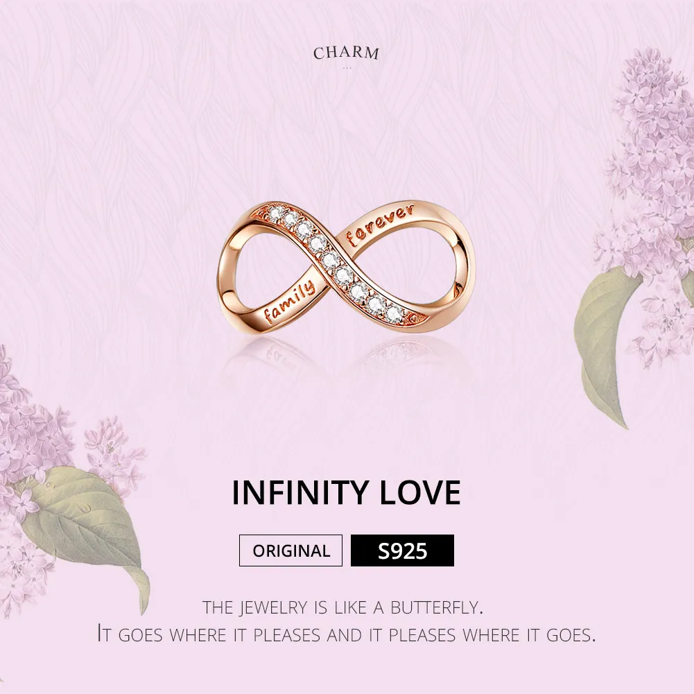 Pandora Style Rose Gold Infinity Charm - SCC1146-C