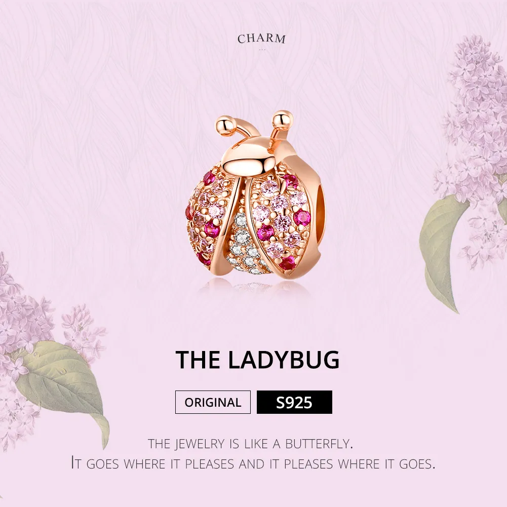 Pandora Style Rose Gold Ladybug Charm - SCC1120-C