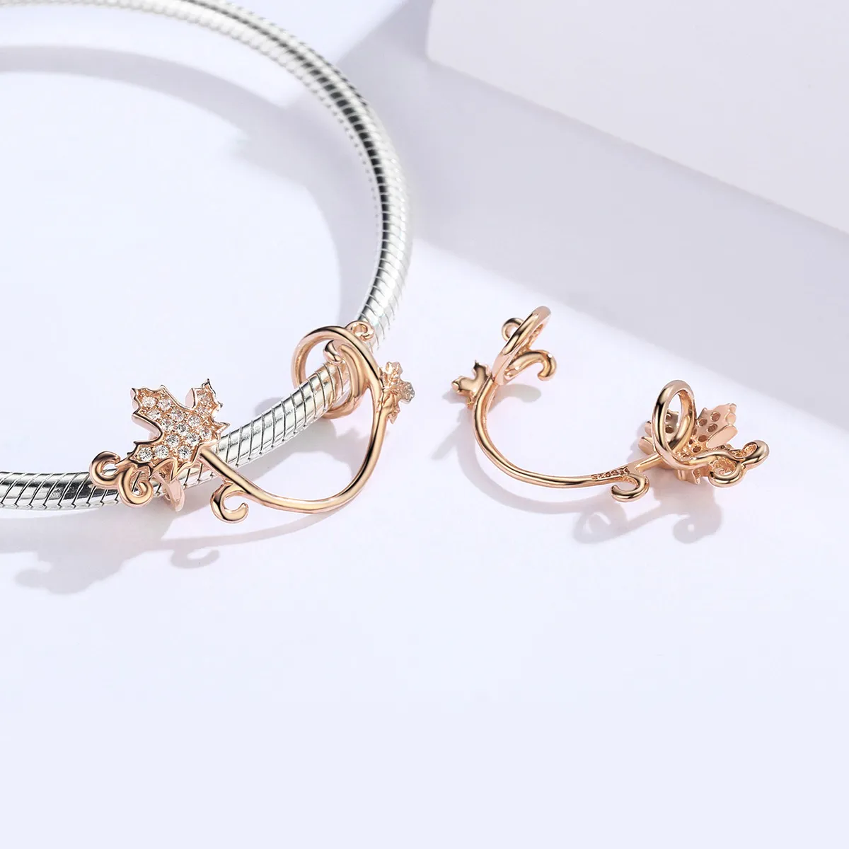 Pandora Style Rose Gold Slient Leaves Charm - SCC1254