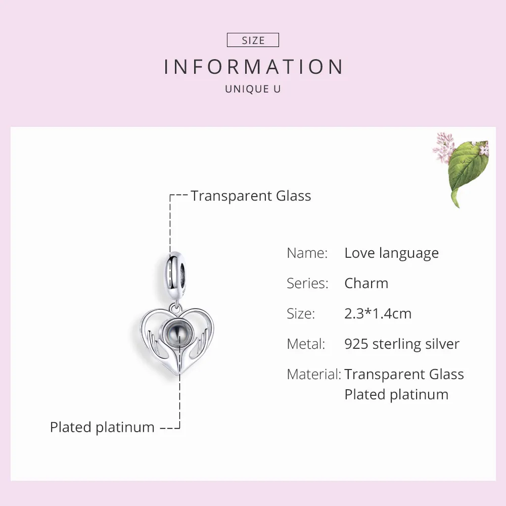 Pandora Style Silver 100 Languages I Love You Dangle - SCC1307