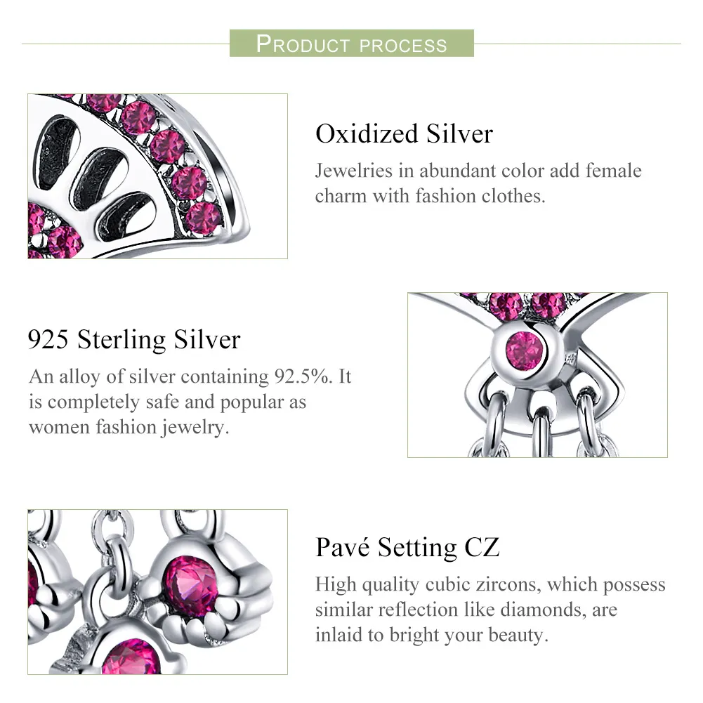 Pandora Style Silver Ancient Fan Dangle - SCC1070