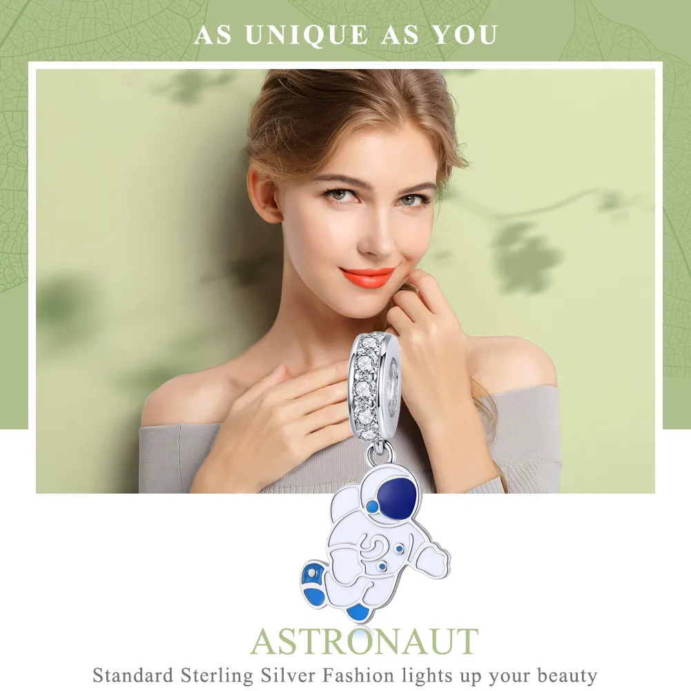 Pandora Style Silver Astronaut Dangle Charm - SCC1147