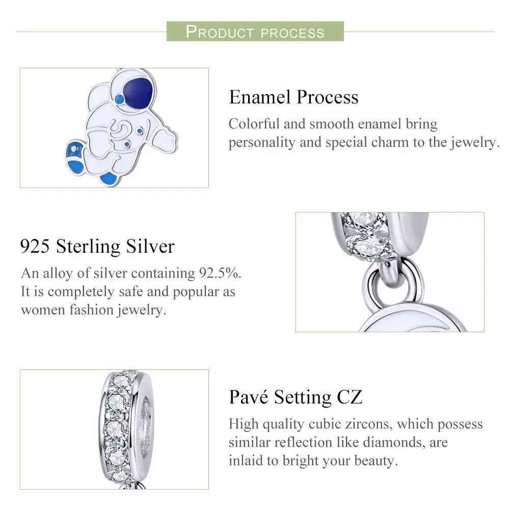 Pandora Style Silver Astronaut Dangle Charm - SCC1147