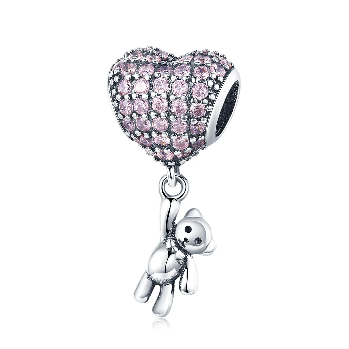 Pandora Style Silver Bear and Balloon Charm - SCC1054