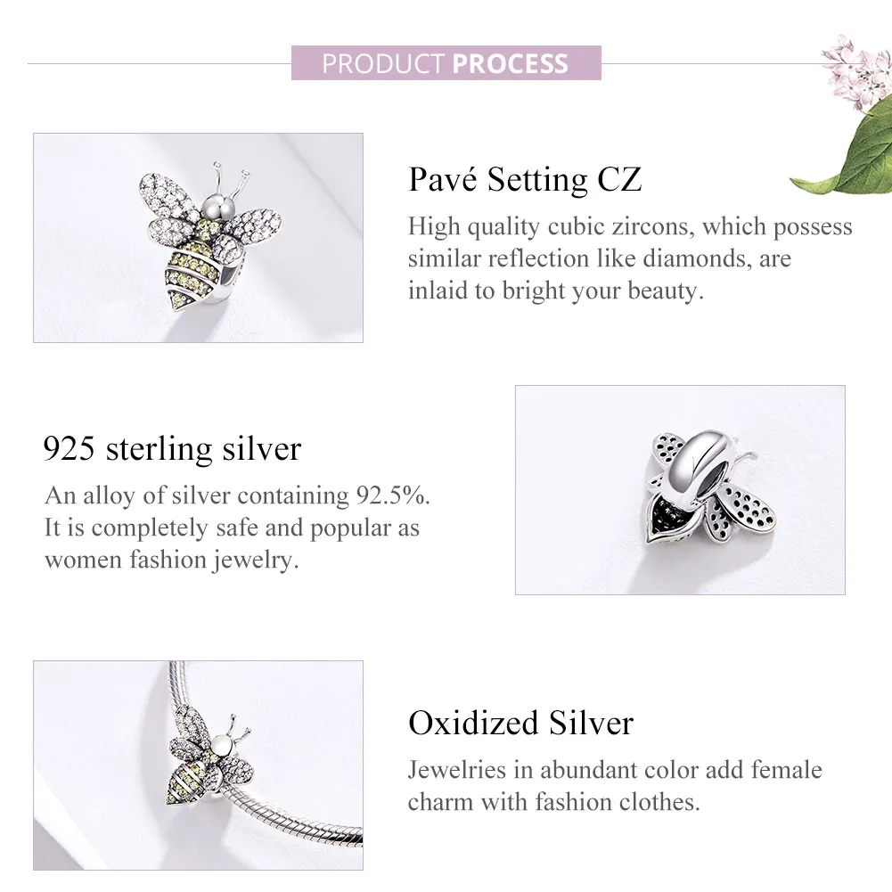 Pandora Style Silver Bee Charm - SCC1194