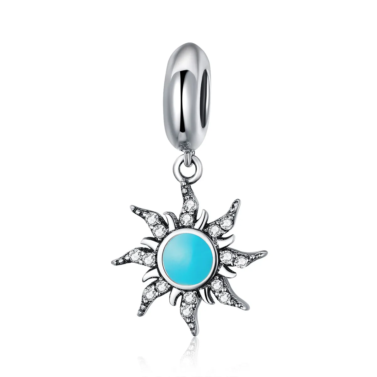 pandora style silver blue sun dangle charm scc1068