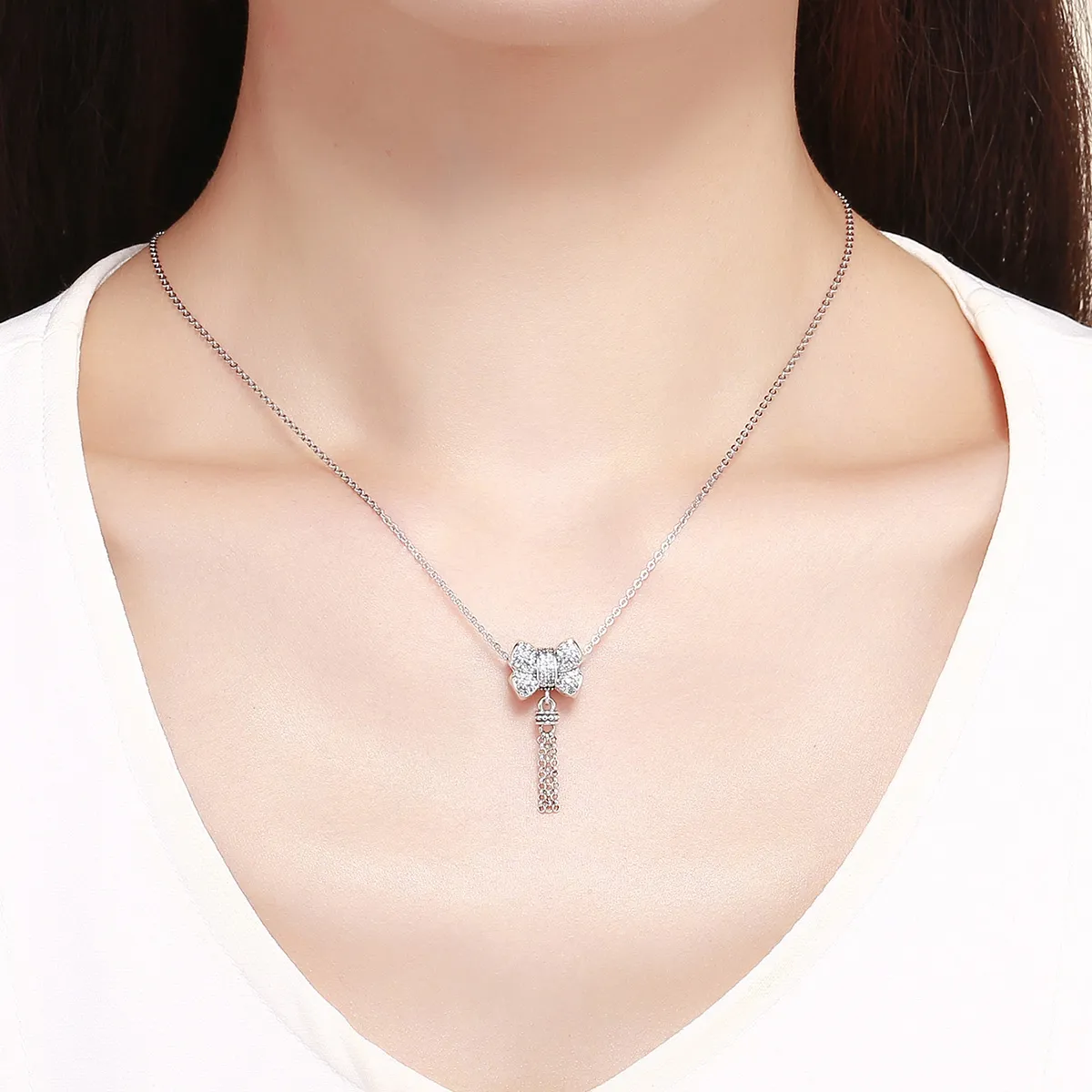 Pandora Style Silver Bowknot Dangle - SCC1016